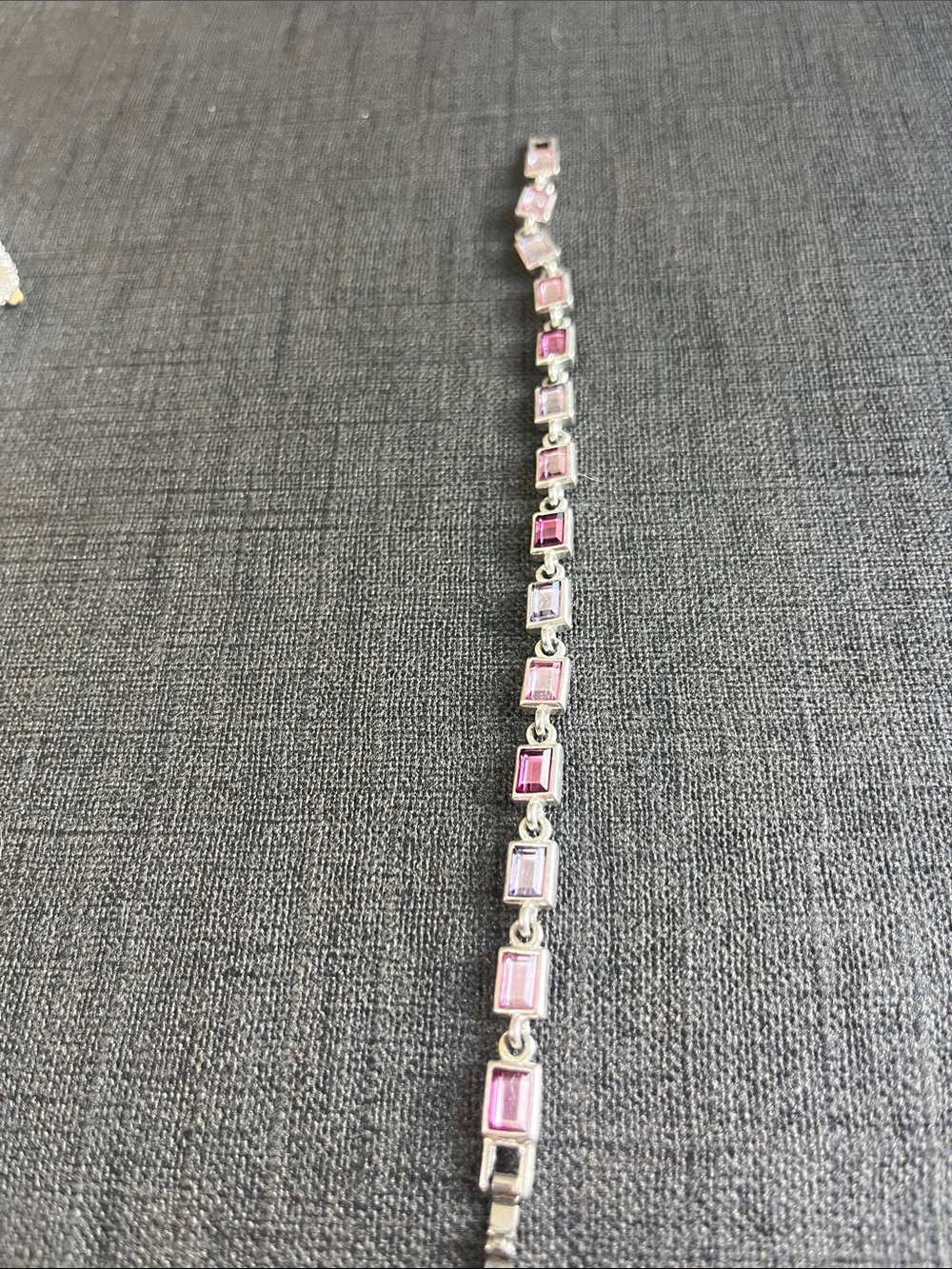 Delicate Pink Cubic Zirconia Tennis Bracelet - Unbranded